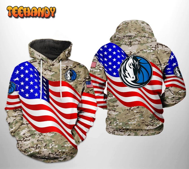 Dallas Mavericks NBA US Flag Camo Veteran Team 3D Printed Hoodie