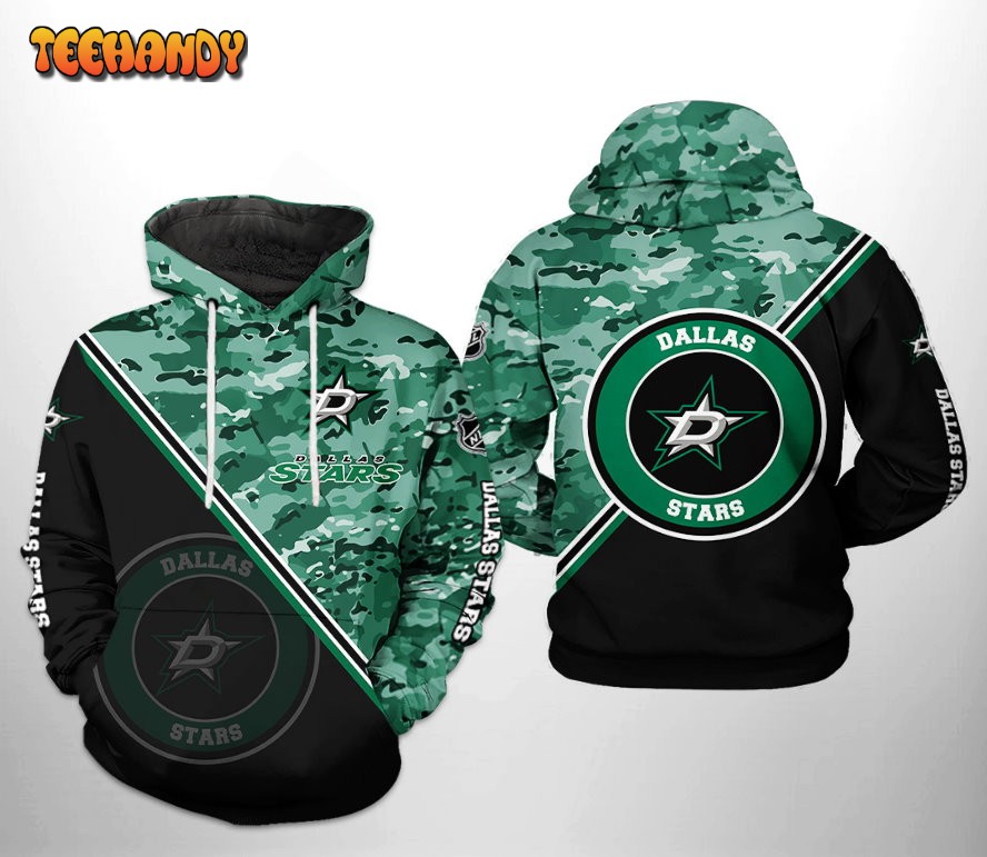 Dallas Stars NHL Camo Team 3D Printed HoodieZipper Hoodie