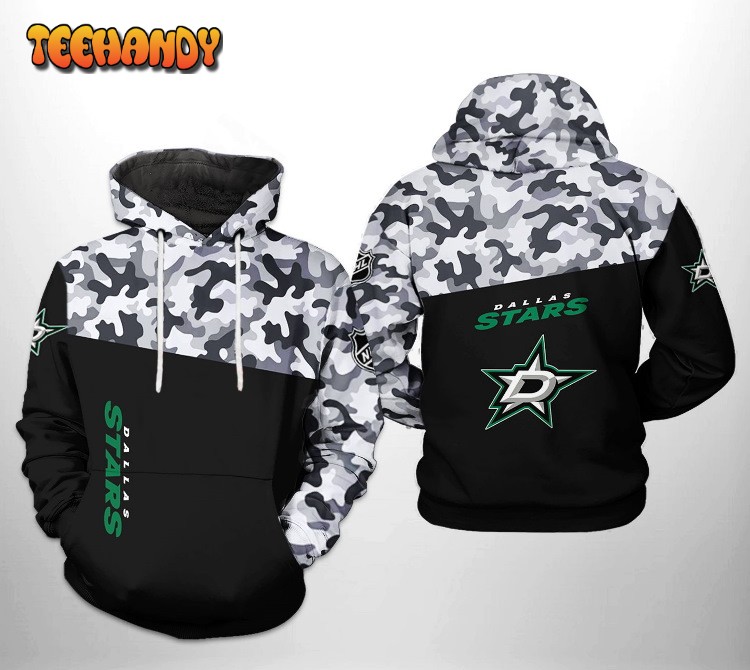 Dallas Stars NHL Camo Veteran 3D Printed HoodieZipper Hoodie