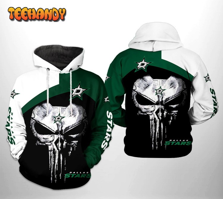 Dallas Stars NHL Skull Punisher 3D Printed HoodieZipper Hoodie