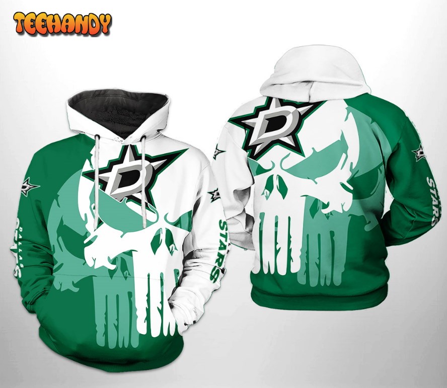 Dallas Stars NHL Team Skull 3D Printed HoodieZipper Hoodie