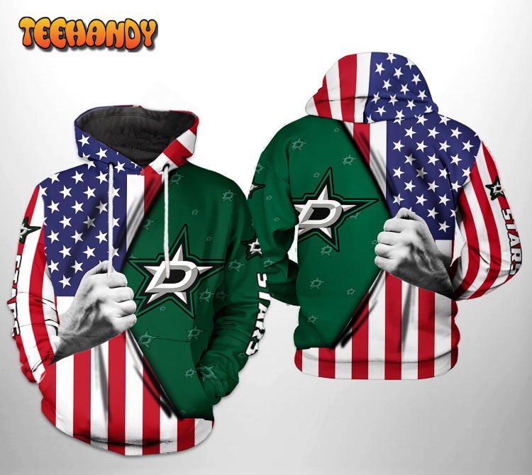 Dallas Stars NHL US FLag 3D Printed HoodieZipper Hoodie