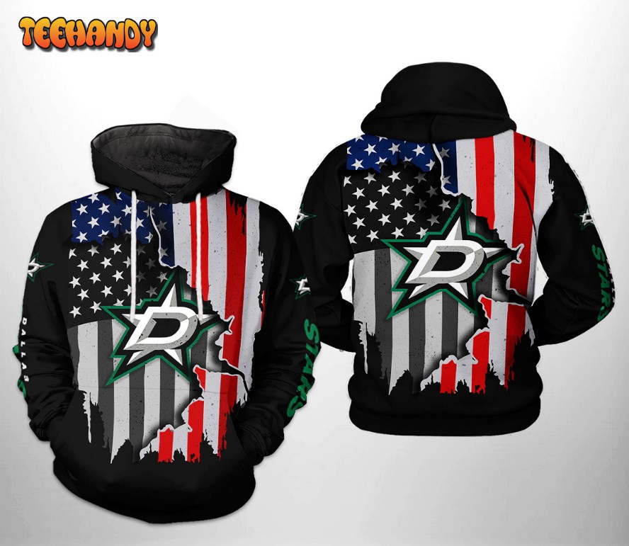 Dallas Stars NHL US FLag Team 3D Printed HoodieZipper Hoodie