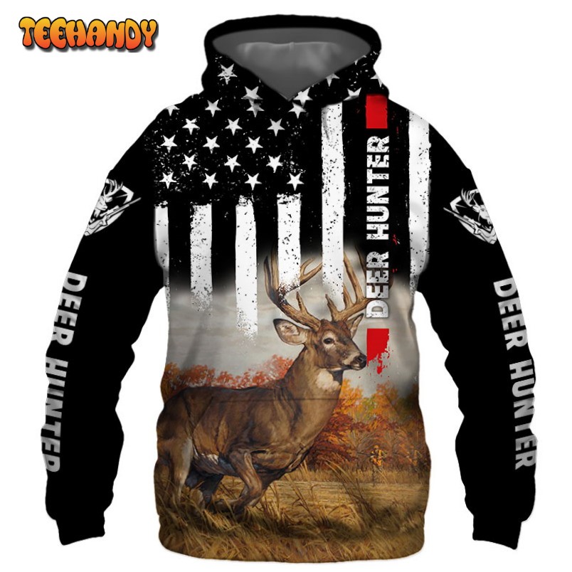 Deer Hunter US Flag Buck 3D Printed HoodieZipper Hoodie