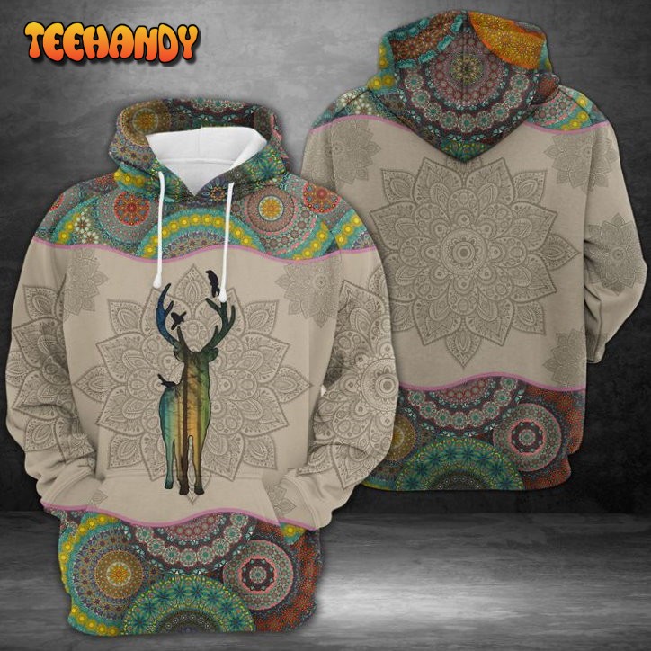 Deer Mandala 3D Printed HoodieZipper Hoodie