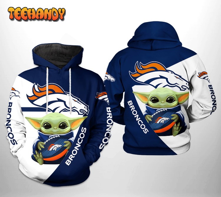 Denver Broncos NFL Baby Yoda Team 3D Printed HoodieZipper Hoodie