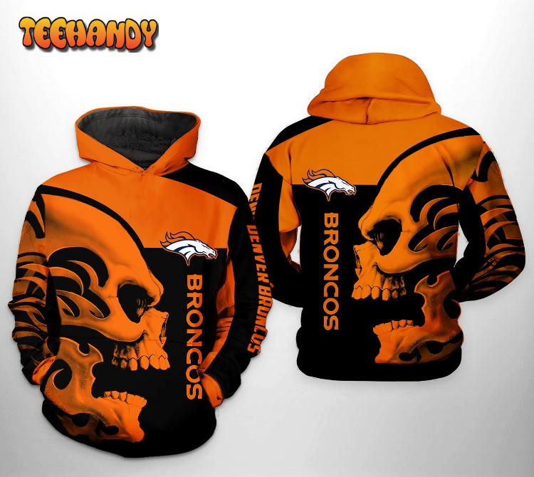 Denver Broncos NFL Skull 3D Printed HoodieZipper Hoodie