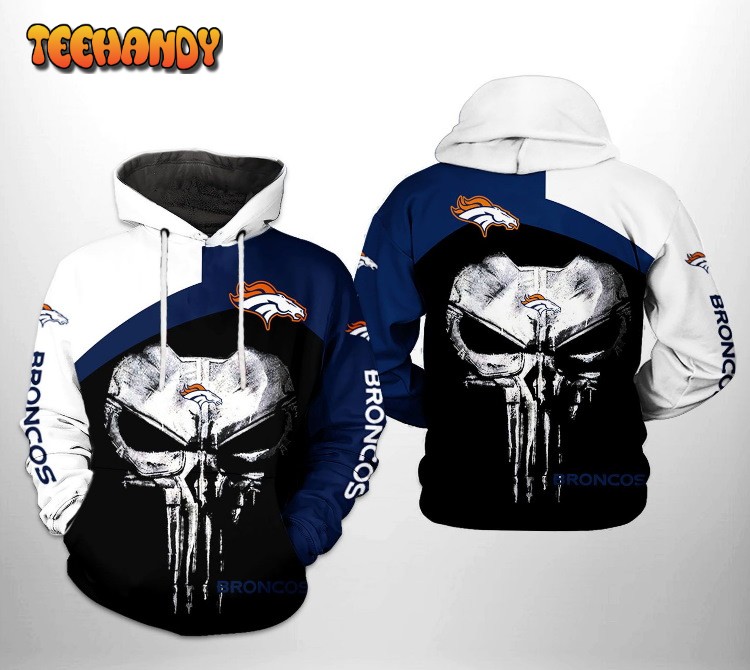 Denver Broncos NFL Skull Punisher Team 3D Printed HoodieZipper Hoodie