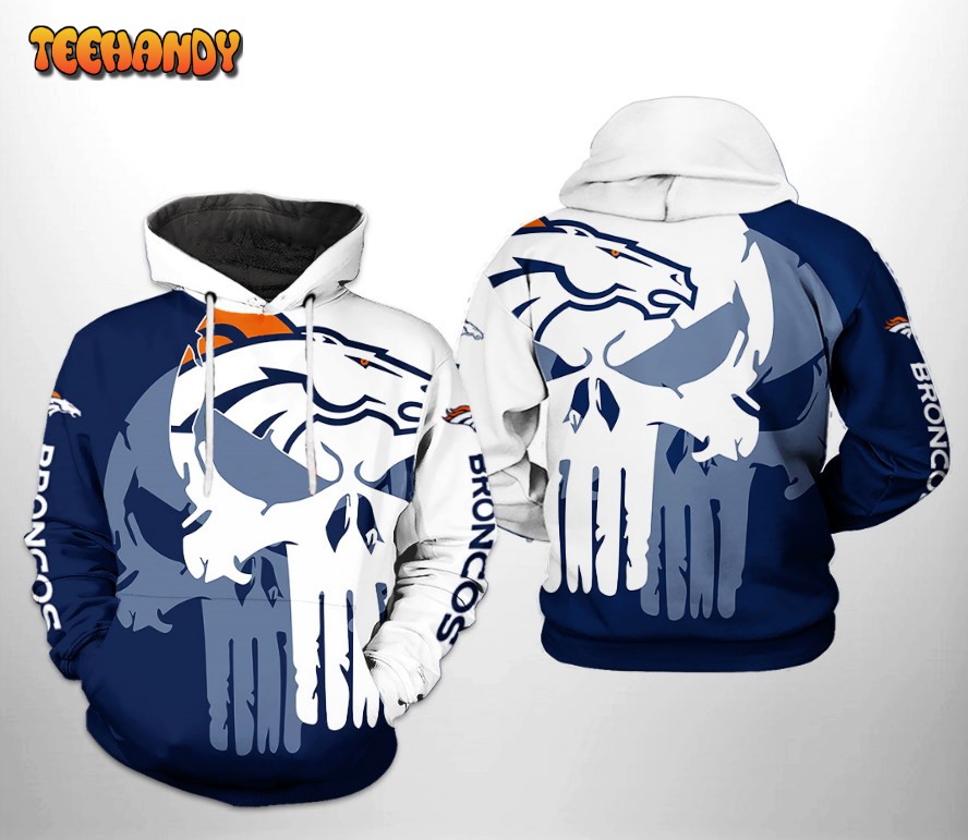 Denver Broncos NFL Team Skull 3D Printed HoodieZipper Hoodie