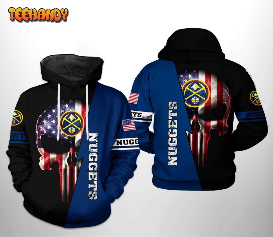 Denver Nuggets NBA US Flag Skull Team 3D Printed HoodieZipper Hoodie