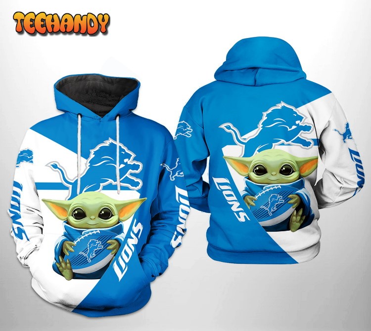 Detroit Lions NFL Baby Yoda Team 3D Printed HoodieZipper Hoodie