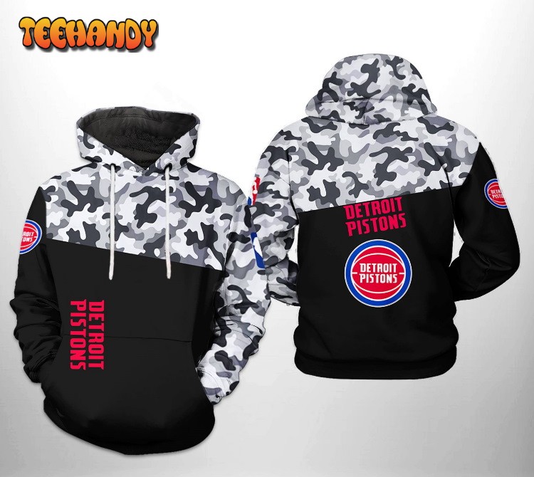 Detroit Pistons NBA Camo Veteran Team 3D Printed HoodieZipper Hoodie