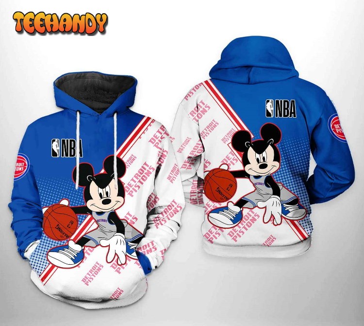 Detroit Pistons NBA Mickey 3D Printed HoodieZipper Hoodie