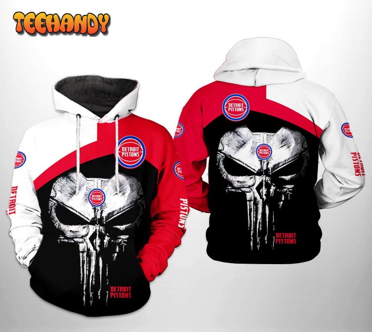 Detroit Pistons NBA Skull Punisher Team 3D Printed HoodieZipper Hoodie