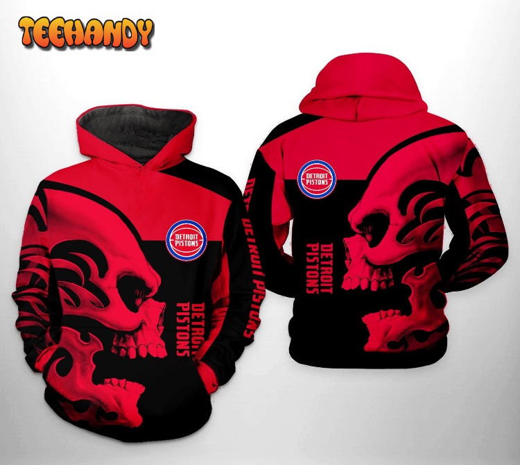 Detroit Pistons NBA Skull Team 3D Printed HoodieZipper Hoodie