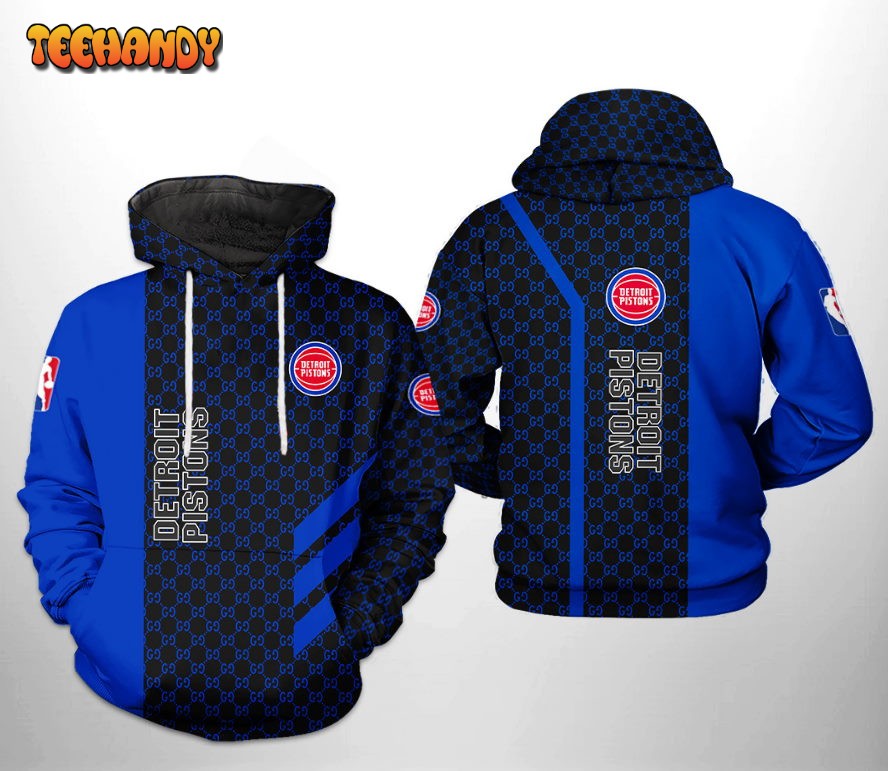 Detroit Pistons NBA Team Pattern Mix 3D Printed HoodieZipper Hoodie