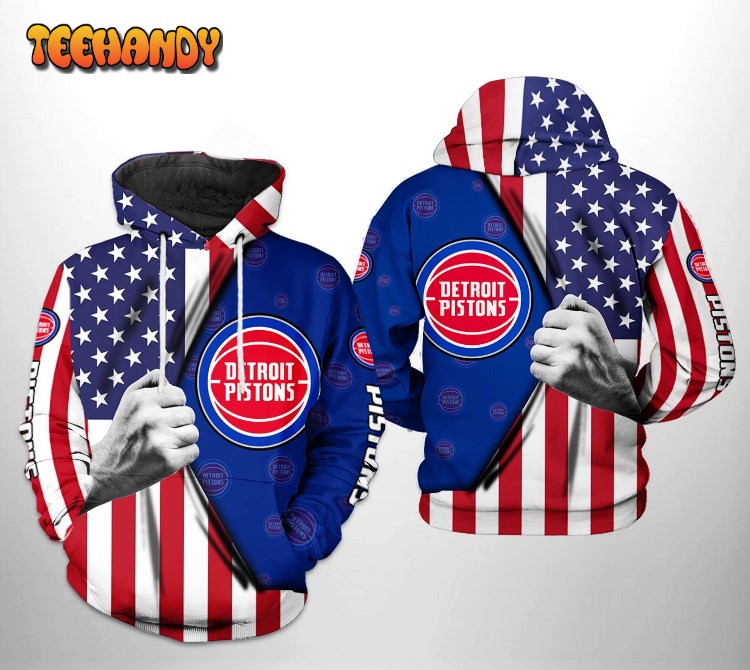 Detroit Pistons NBA US Flag Team 3D Printed HoodieZipper Hoodie