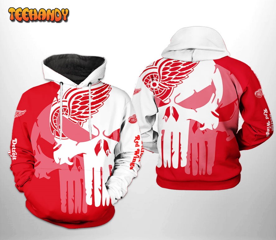 Detroit Red Wings Team Skull 3D Printed HoodieZipper Hoodie