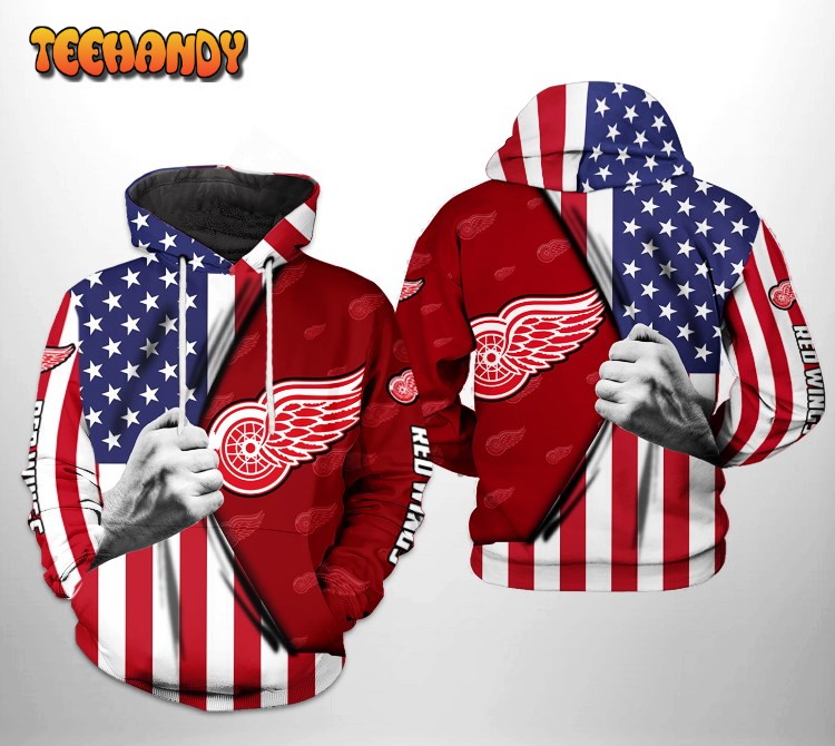 Detroit Red Wings US FLag 3D Printed HoodieZipper Hoodie