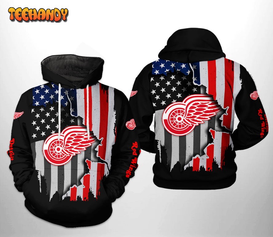 Detroit Red Wings US FLag Team 3D Printed HoodieZipper Hoodie