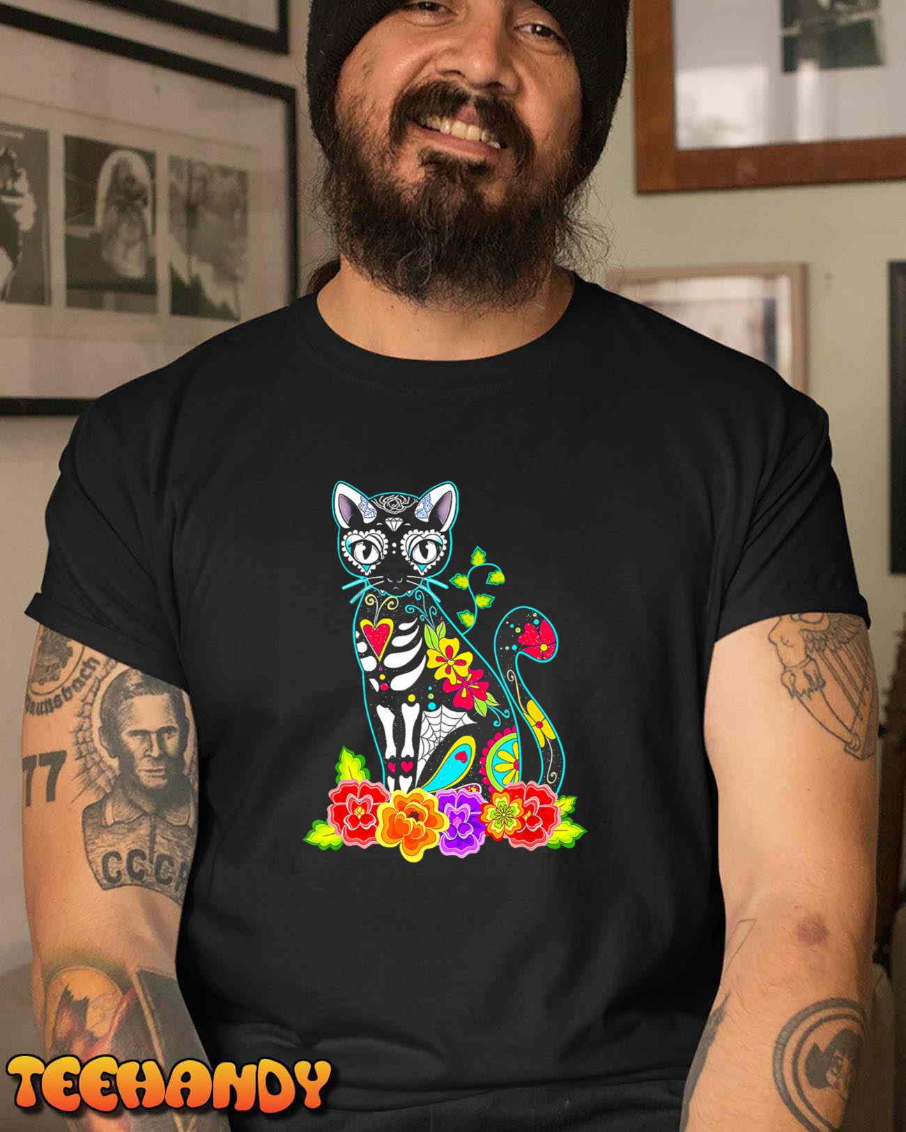 Dia De Los Muertos Cat Figurine Day of the Dead Funny T-Shirt