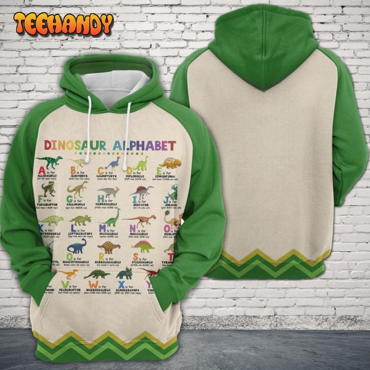 Dinosaur Alphabet 3D Printed HoodieZipper Hoodie