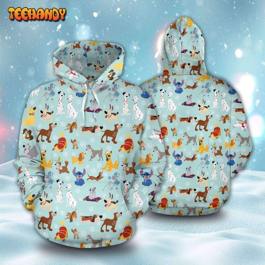 Disney Dog Blue Stitch 101 Dalmatians 3D Printed HoodieZipper Hoodie