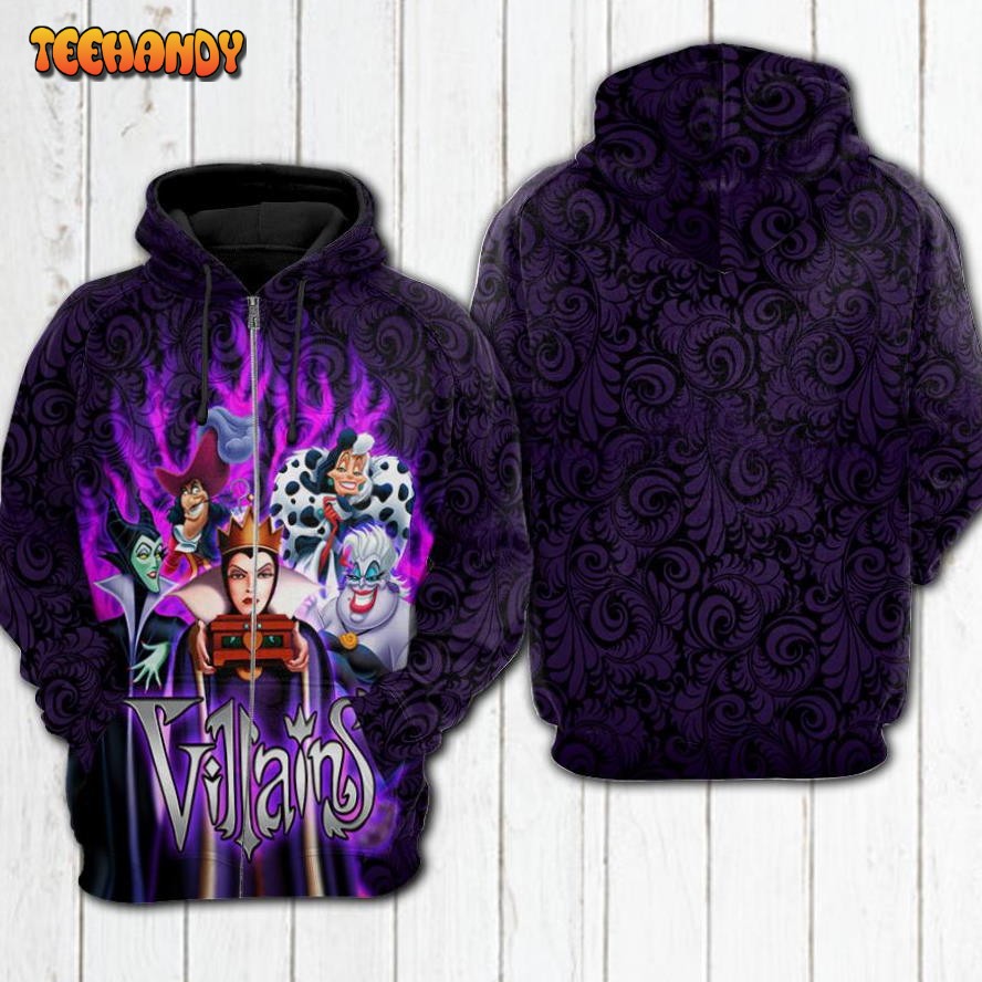 Disney Villains 3D Printed HoodieZipper Hoodie