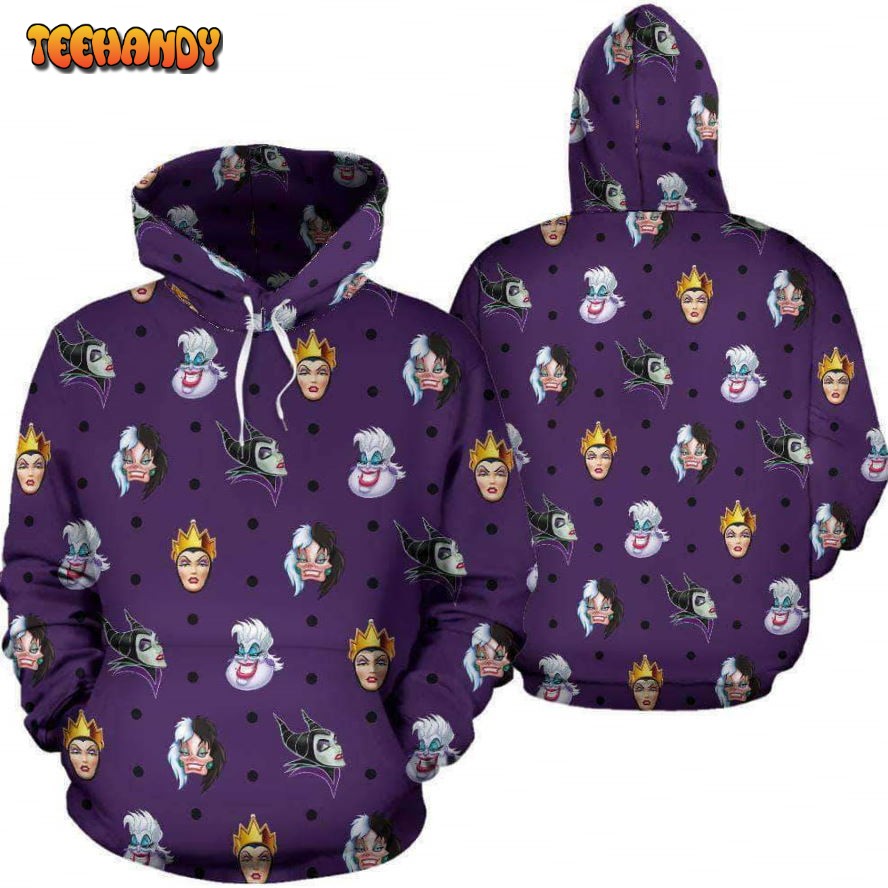 Disney Villains Head Patterns 3D Printed HoodieZipper Hoodie