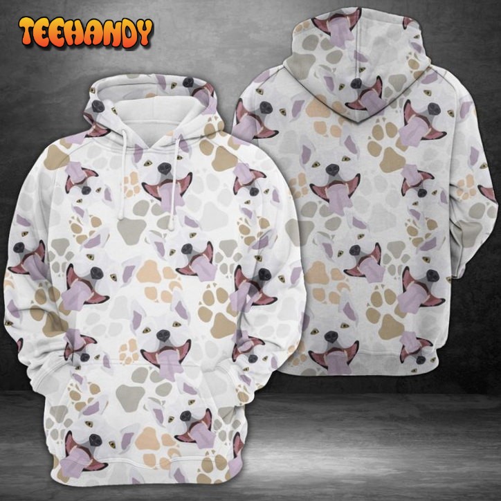 Dog Paws Bull Terrier 3D Printed HoodieZipper Hoodie