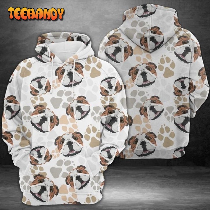 Dog Paws English Bulldog 3D Printed HoodieZipper Hoodie