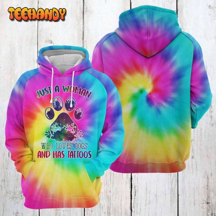 Dog Tattoo Tie Dye 3D Printed HoodieZipper Hoodie