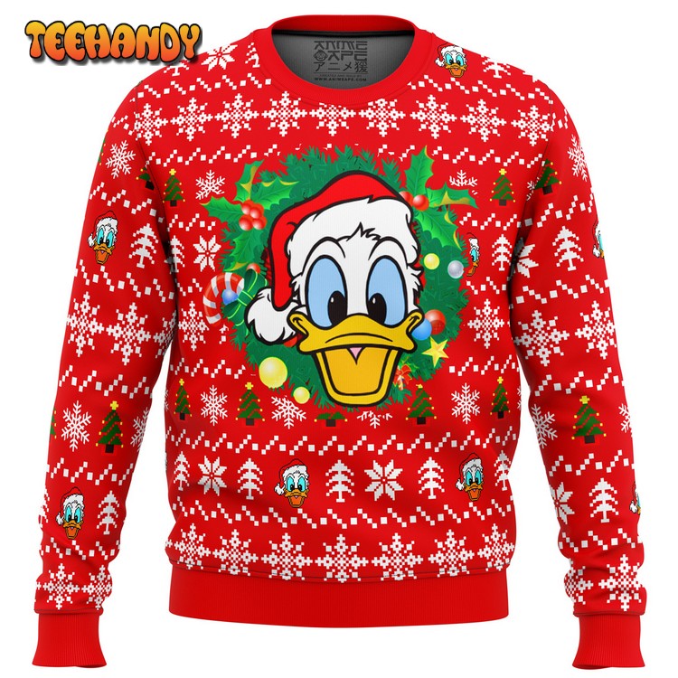 Donald Duck Christmas Head Ugly Christmas Sweater