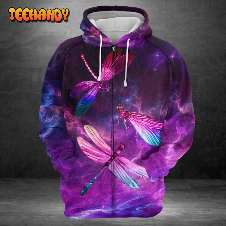 Dragonfly Purple Sky 3D Printed HoodieZipper Hoodie