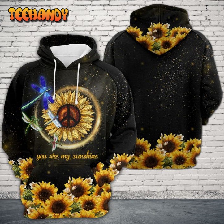 Dragonfly With Sunflower 3D Printed HoodieZipper Hoodie