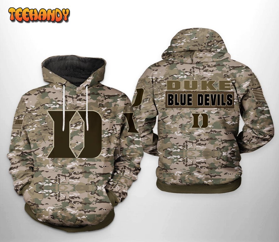 Duke Blue Devils NCAA Camo Veteran 3D Printed HoodieZipper Hoodie