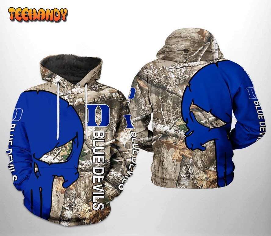 Duke Blue Devils NCAA Camo Veteran Hunting 3D Printed Hoodie