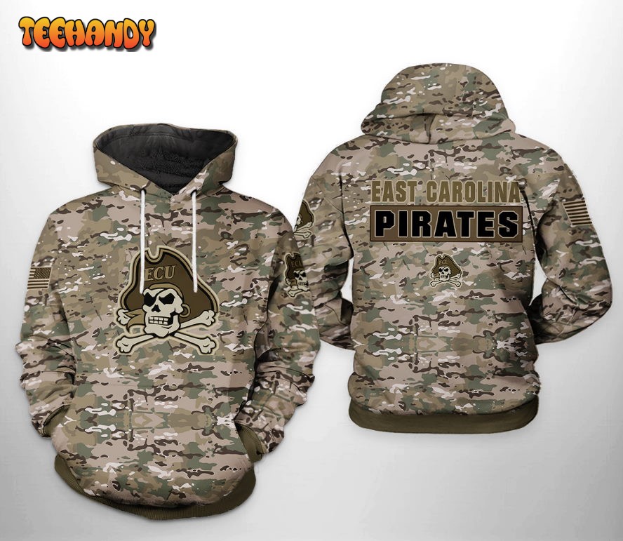 East Carolina Pirates NCAA Camo Veteran 3D Printed HoodieZipper Hoodie