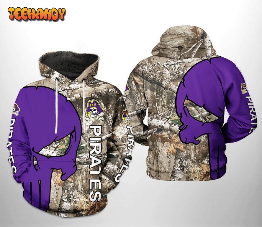 East Carolina Pirates NCAA Camo Veteran Hunting 3D Printed Hoodie