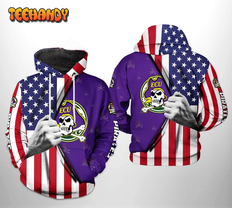 East Carolina Pirates NCAA US FLag 3D Printed HoodieZipper Hoodie