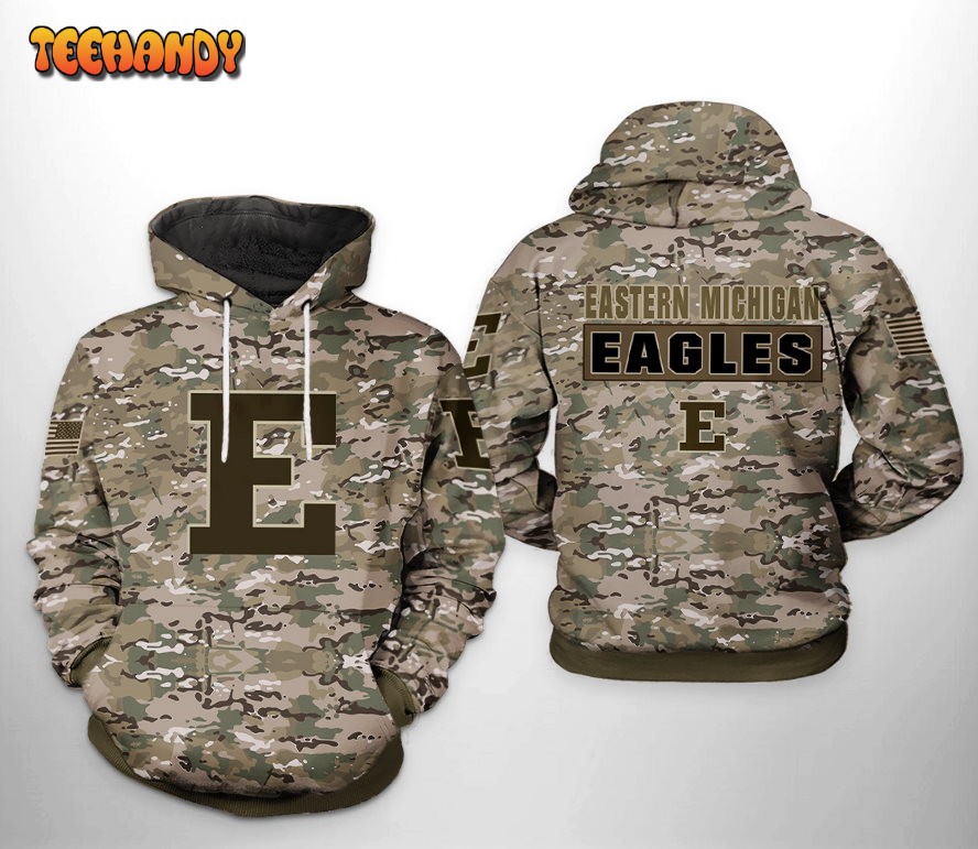 Eastern Michigan Eagles NCAA Camo Veteran 3D Printed Hoodie