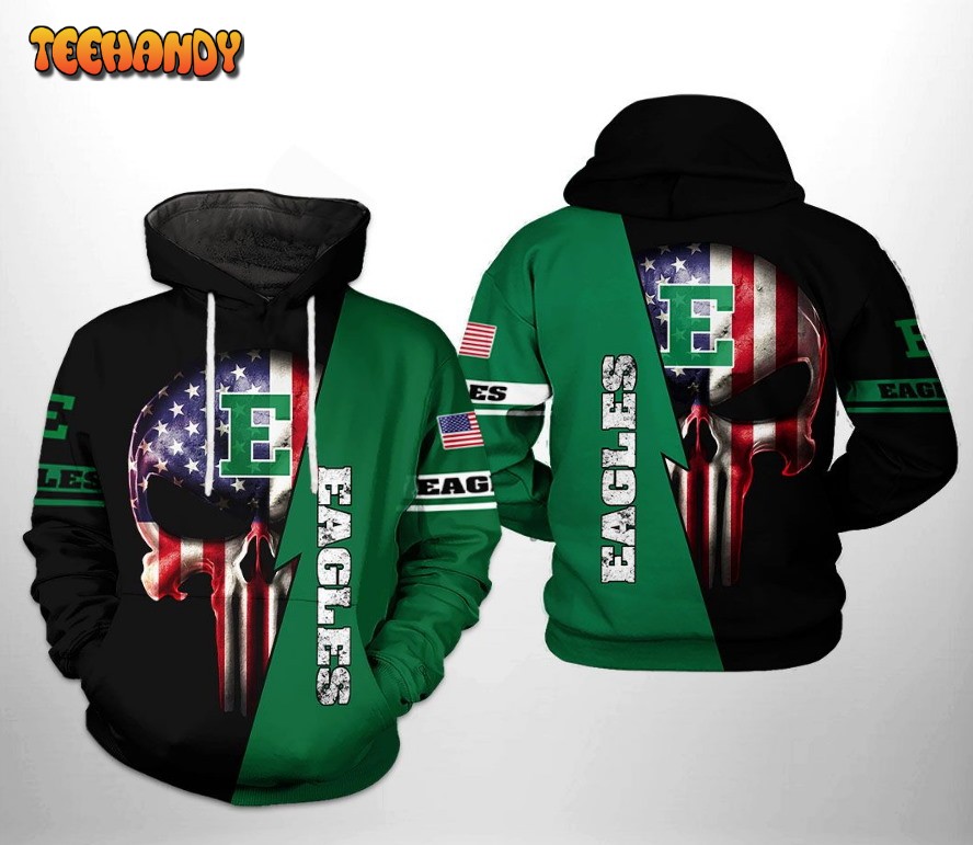 Eastern Michigan Eagles NCAA US Flag Skull 3D Printed HoodieZipper Hoodie