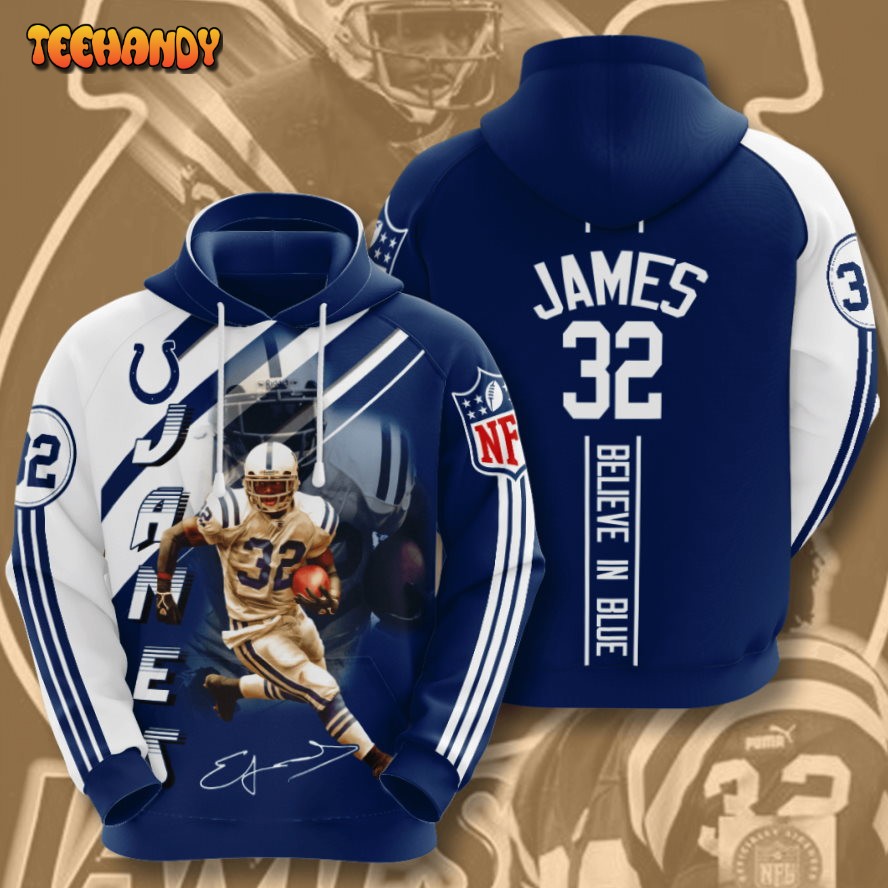 Edgerrin James Indianapolis Colts 3D Printed HoodieZipper Hoodie