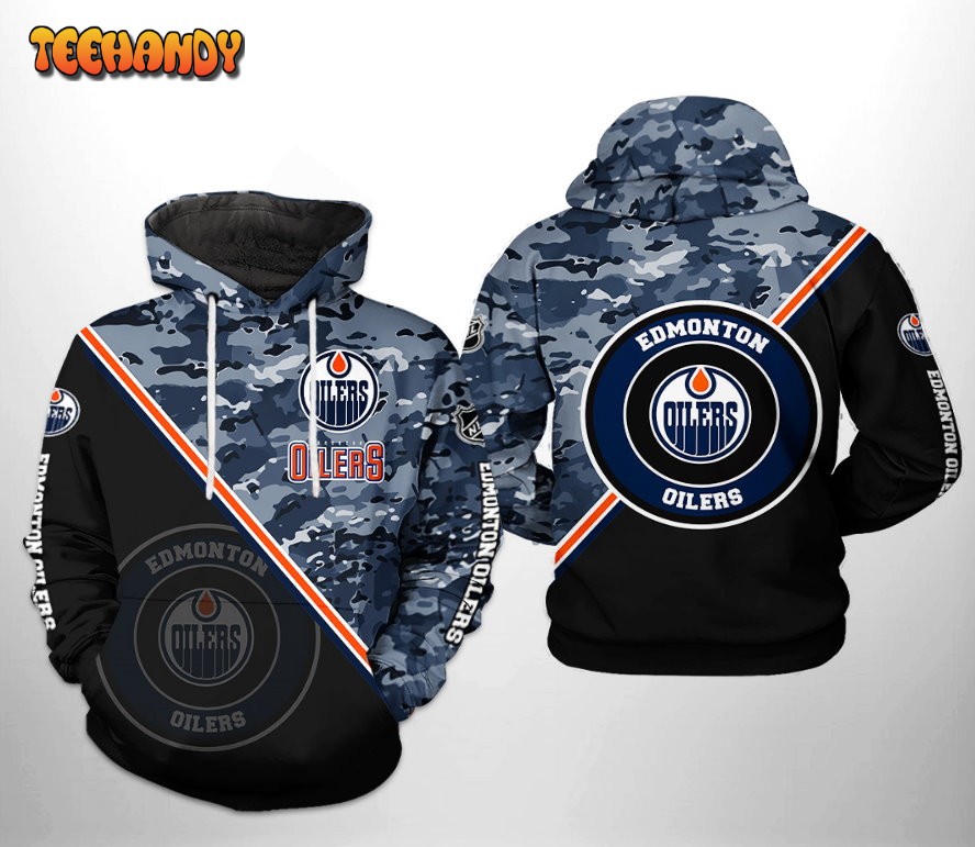 Edmonton Oilers NHL Camo Team 3D Printed HoodieZipper Hoodie