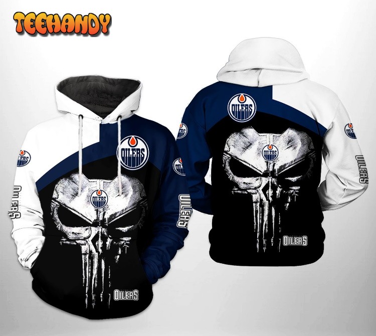 Edmonton Oilers NHL Skull Punisher 3D Printed HoodieZipper Hoodie