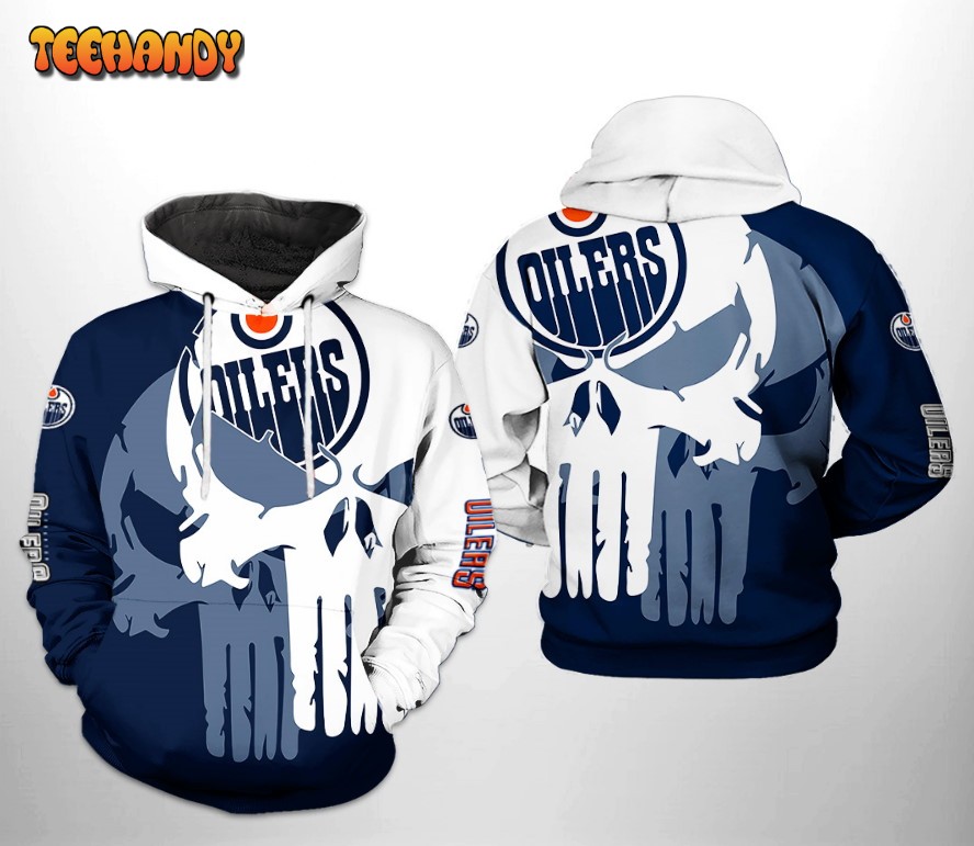 Edmonton Oilers NHL Team Skull 3D Printed HoodieZipper Hoodie