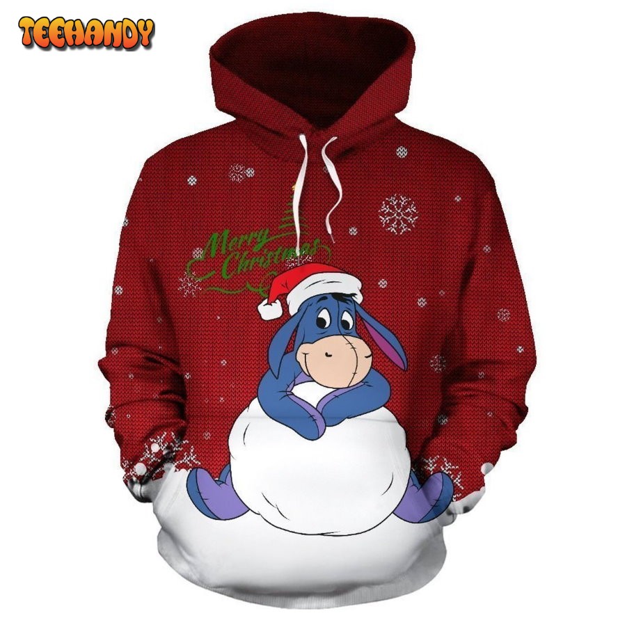 Eeyore Christmas 3D Printed HoodieZipper Hoodie