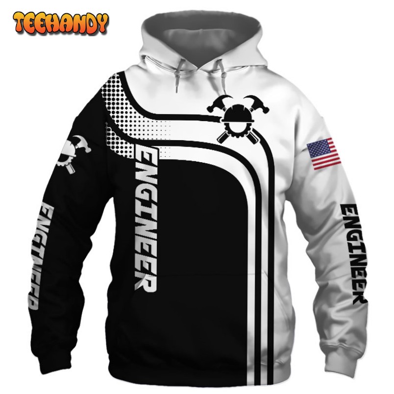 Engineer Black US Flag 3D Printed HoodieZipper Hoodie