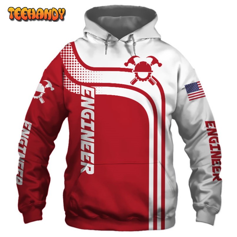 Engineer Red US Flag 3D Printed HoodieZipper Hoodie