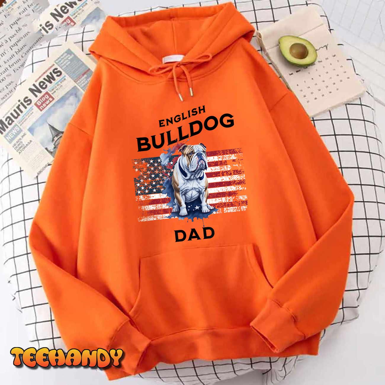 English Bulldog Patriotic Dad T-shirt. T-Shirt